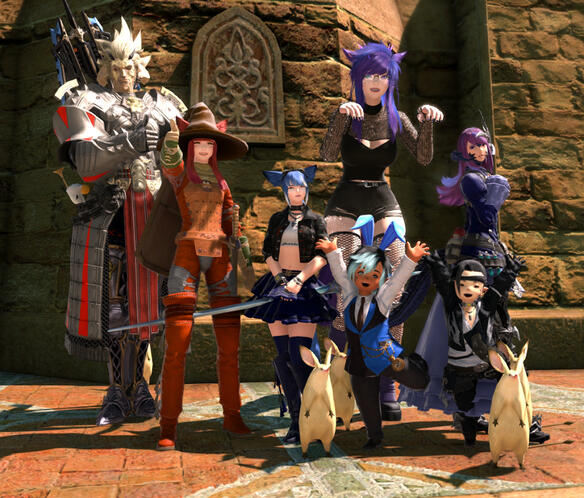 LtR; Shagaru, Viola, Azel, Nyx, Pito, Edd, G'ore